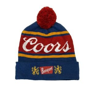 Coors Banquet Beer Knit Beanie Hat Blue 2022 Embroidered Cuff Adult One Size